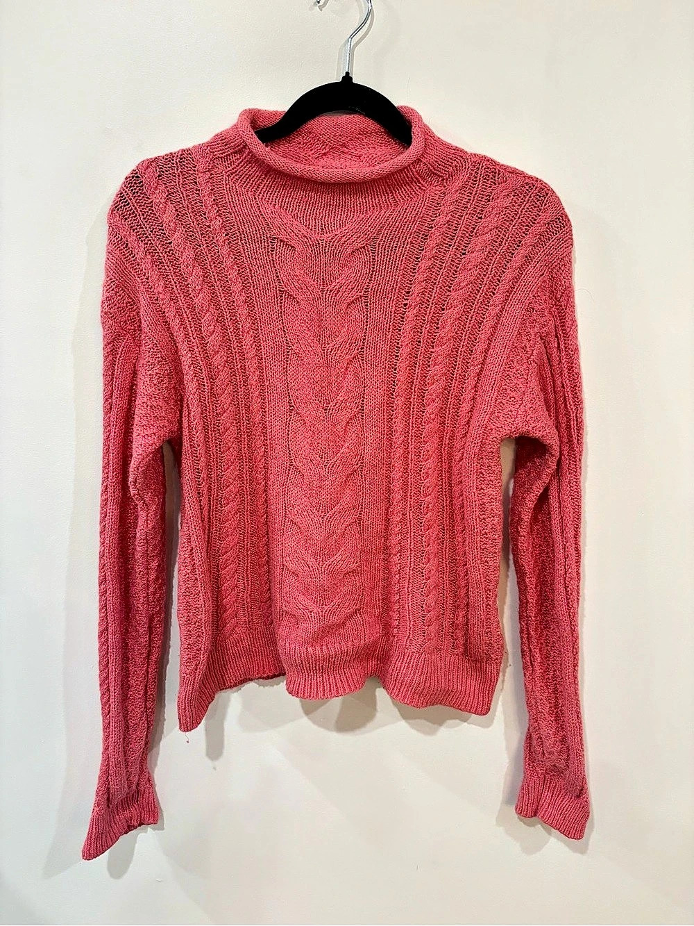 J.CREW Cable Knit Roll Neck Sweater in Pink Size XS